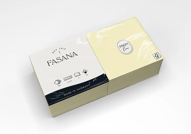 Servietten 33x33cm 2lg. 1/4 cream