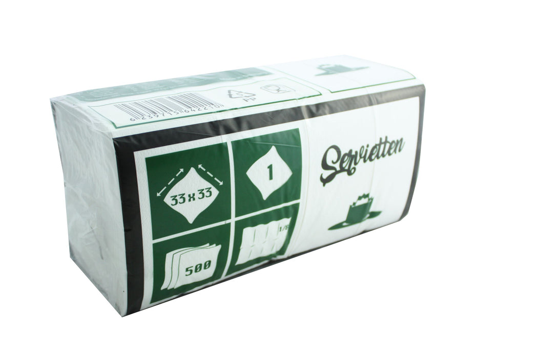 Servietten 33x33cm 1-lagig weiß 1/8 Falz