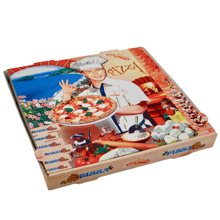 Pizzakarton 28x28x4cm, 4Farb