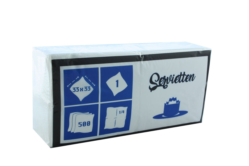 Servietten 33x33cm 1-lagig weiß 1/4 Falz