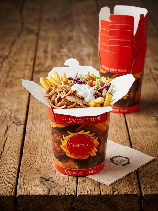 Finger Food 16 OZ Döner Box 400 ml 10 x 50 St. 1 Kt / 500 Stück / Kt./ 28 Kt. Pal.
