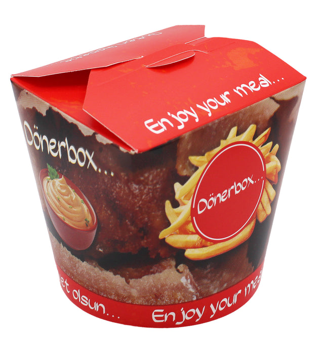Finger Food 16 OZ Döner Box 400 ml 10 x 50 St. 1 Kt / 500 Stück / Kt./ 28 Kt. Pal.