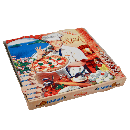 Pizzakarton 24x24x4cm, 4Farb