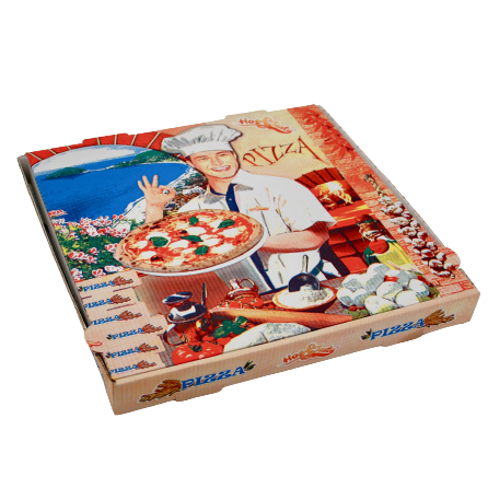 Pizzakarton 32x32x4cm, 4Farb