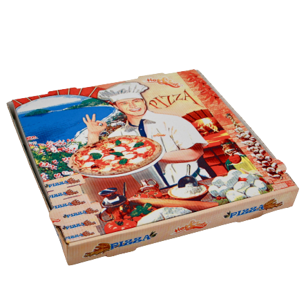 Pizzakarton 26x26x4cm, 4Farb